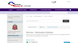 
                            1. Infocrim - Informações Criminais - Conjuntos de dados - Governo ...