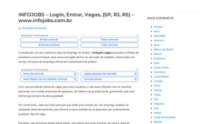 
                            12. INFOJOBS – Login, Entrar, Vagas, (SP, RJ, RS) - www.infojobs.com.br