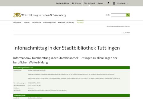 
                            12. Infonachmittag in der Stadtbibliothek Tuttlingen | Weiterbildung in ...