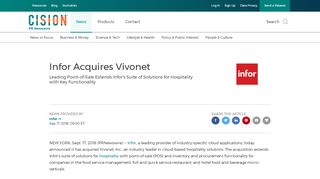 
                            8. Infor Acquires Vivonet - PR Newswire