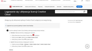 
                            4. Informacje o logowaniu się i aktywacji konta Creative Cloud