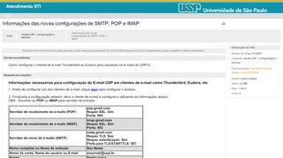 
                            9. Informações das novas configurações de SMTP, POP e IMAP - FAQ ...