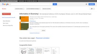 
                            13. Informatics in Economy: 15th International Conference, IE 2016, ...