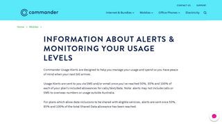 
                            7. Information about Alerts & Monitoring Your Usage Levels | Commander