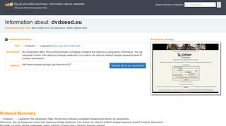 
                            6. Information about dvdseed.eu: ..:: Dvdseed ::.. :: Logowanie - Dig.do