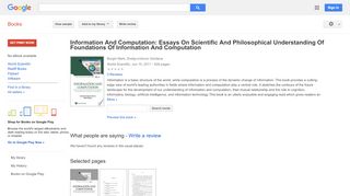 
                            9. Information And Computation: Essays On Scientific And Philosophical ...