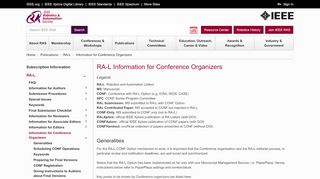 
                            7. Information for Conference Organizers - IEEE Robotics and ...