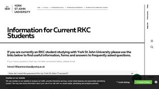 
                            11. Information for Current RKC Students | York St John ...