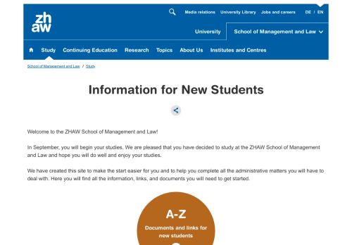 
                            12. Information for New Students | ZHAW School of Management and Law