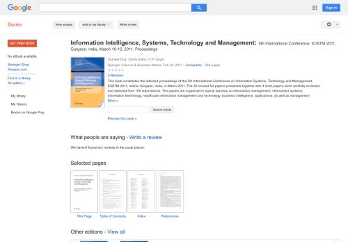 
                            10. Information Intelligence, Systems, Technology and Management: 5th ...  - Google بکس کا نتیجہ