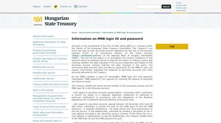 
                            8. Information on MNB login ID and password - Hungarian State Treasury