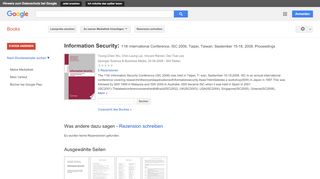 
                            9. Information Security: 11th International Conference, ISC 2008, ...