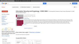 
                            9. Information Security and Cryptology - ICISC 2004: 7th International ...