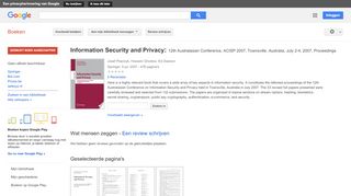 
                            12. Information Security and Privacy: 12th Australasian Conference, ...