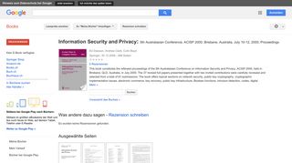 
                            12. Information Security and Privacy: 5th Australasian Conference, ACISP ...