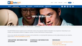 
                            10. Information Sessions | Duke-NUS Medical School
