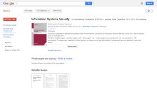 
                            8. Information Systems Security: 7th International Conference, ...
