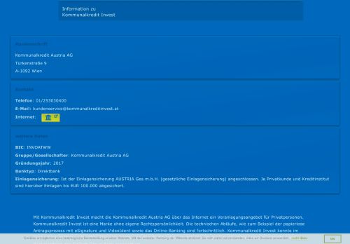 
                            8. Information zu Kommunalkredit Invest - modern-banking.at
