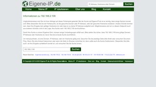 
                            4. Informationen zu 192.168.2.109 - eigene-ip.de