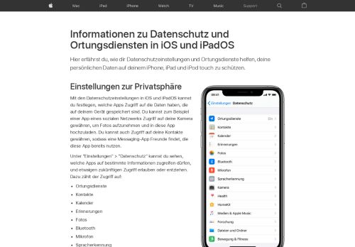 
                            2. Informationen zu Datenschutz und Ortungsdiensten in ... - Apple Support