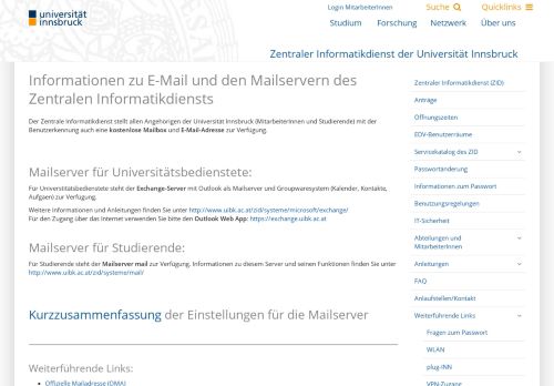 
                            6. Informationen zu E-Mail – Universität Innsbruck