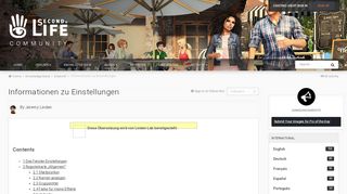 
                            3. Informationen zu Einstellungen - Deutsch - SecondLife Community