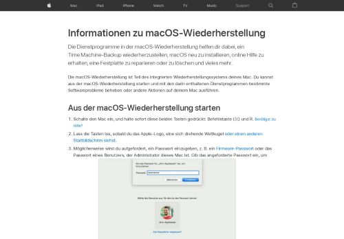 
                            3. Informationen zu macOS-Wiederherstellung - Apple Support
