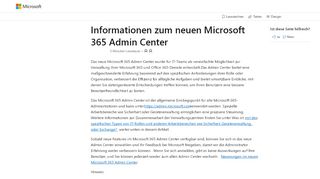 
                            1. Informationen zu Microsoft 365 Admin Center preview | Microsoft Docs