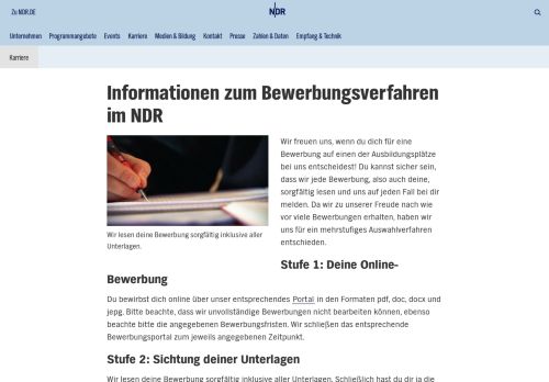 
                            2. Informationen zum Bewerbungsverfahren im NDR | NDR.de - Der ...