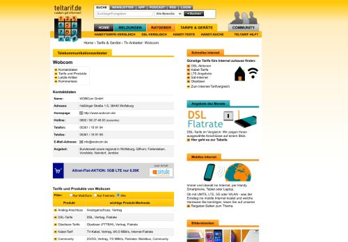 
                            10. Informationen zum Telekommunikationsanbieter Wobcom - teltarif.de