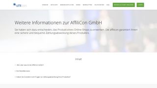 
                            6. Informationen zur AffiliCon GmbH (ohne Überprüfung Bestellstatus)