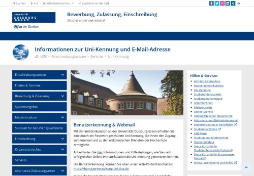 
                            8. Informationen zur Uni-Kennung und E-Mail-Adresse