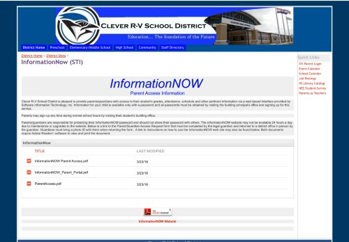 
                            11. InformationNow (STI) - Clever R-V School District - Google Sites