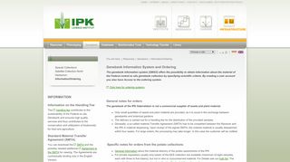 
                            3. Information/Ordering - IPK Gatersleben