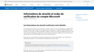 
                            5. Informations et codes de sécurité du compte Microsoft