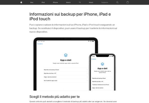 
                            3. Informazioni sui backup per i dispositivi iOS - Supporto Apple