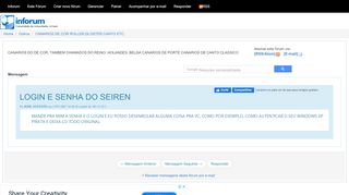 
                            8. Inforum | LOGIN E SENHA DO SEIREN - CANARIOS DE COR ROLLER,GLOSTER ...