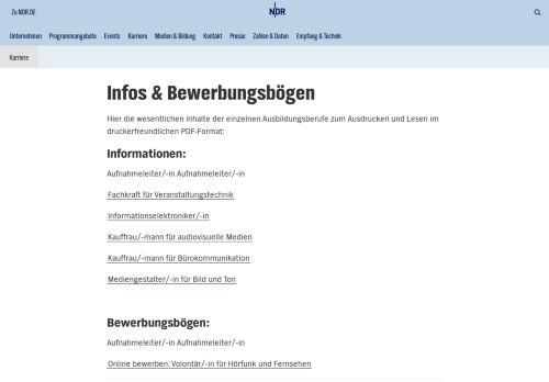 
                            7. Infos & Bewerbungsbögen | NDR.de - Der NDR - Karriere - Ausbildung