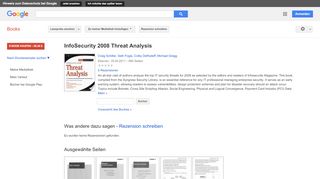 
                            9. InfoSecurity 2008 Threat Analysis - Google Books-Ergebnisseite