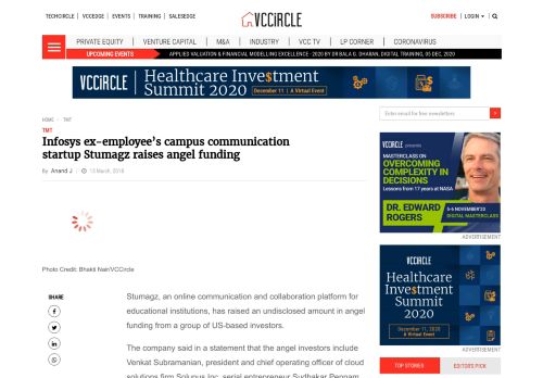 
                            9. Infosys ex-employee's campus communication startup Stumagz raises ...