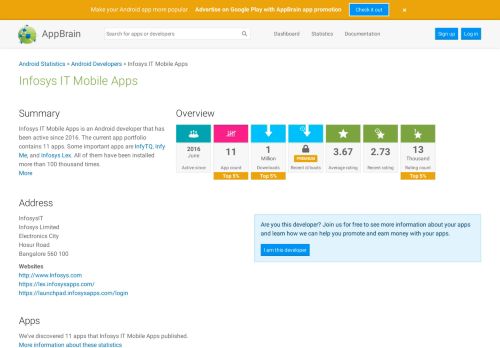 
                            10. Infosys IT Mobile Apps - Android developer info on AppBrain