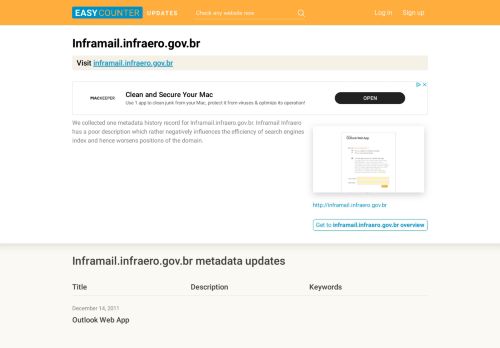 
                            9. Inframail Infraero (Inframail.infraero.gov.br) - Outlook Web App