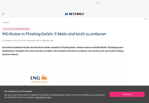 
                            4. ING-DiBa: Bank warnt Kunden vor diesen Phishing-Mails - NETZWELT