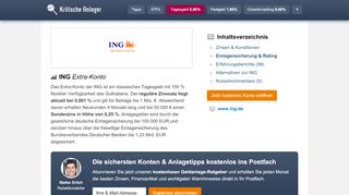 
                            11. ING-DiBa Extra-Konto (Tagesgeld) im Test | Kritische-Anleger.de