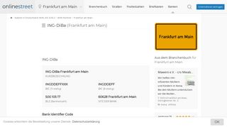 
                            5. ING-DiBa in Frankfurt am Main: BIC für Bankleitzahl 50010517