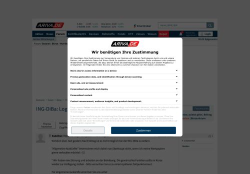 
                            11. ING-DiBa: Login seit gestern nicht möglich - Forum - ARIVA.DE