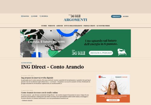 
                            9. ING Direct - Conto Arancio - Argomenti del Sole - Il Sole 24 Ore