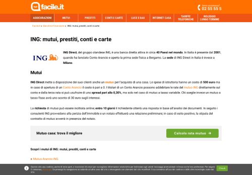 
                            6. ING Direct: conto corrente a zero spese, conto deposito, mutuo | Facile.it