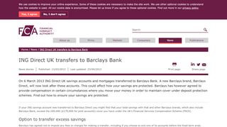 
                            8. ING Direct UK transfers to Barclays Bank | FCA