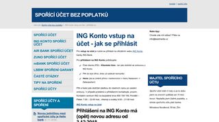 
                            11. ING konto vstup na účet - přihlašte se - Spořící účet bez poplatků